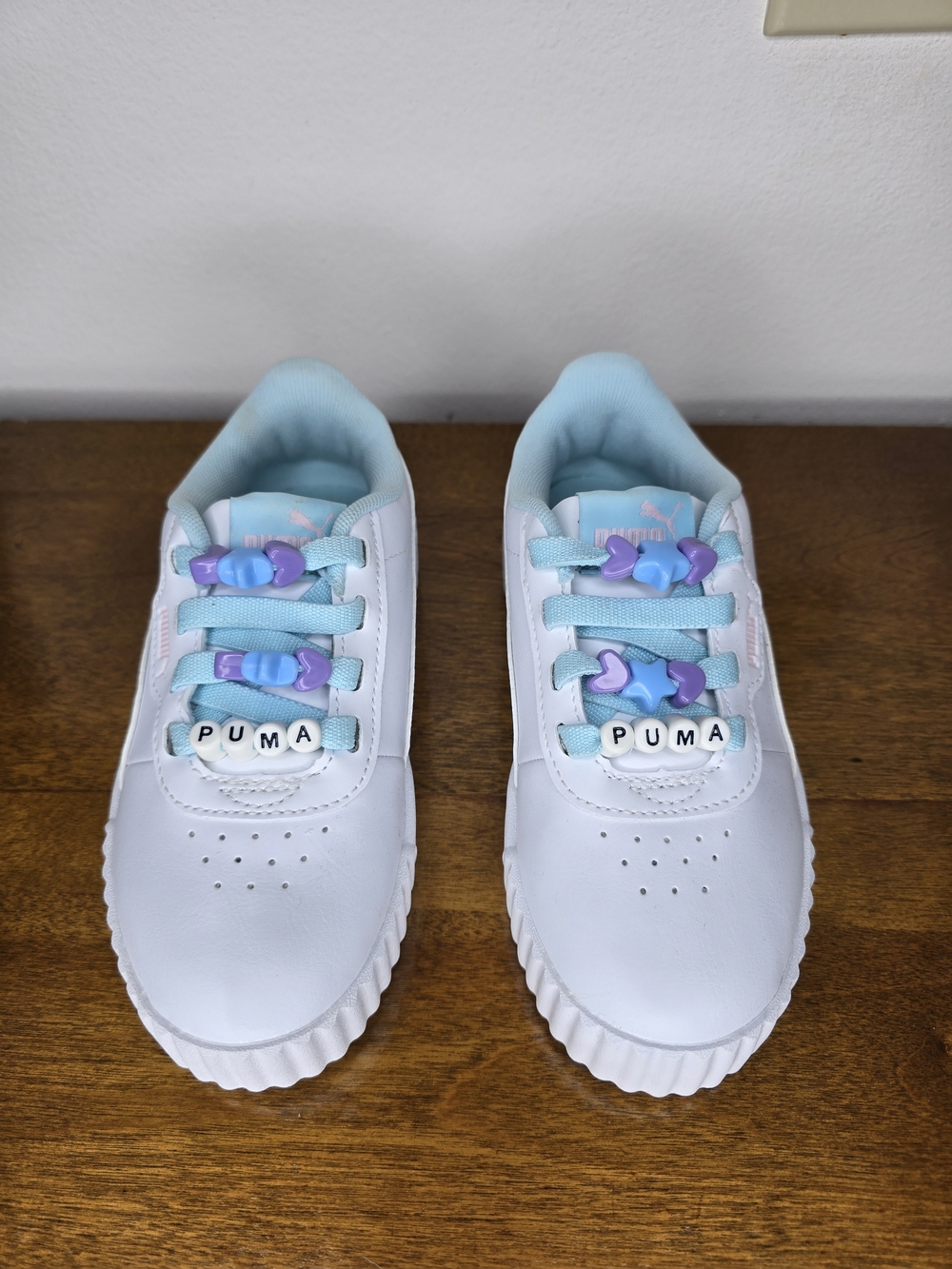PUMA Carina 3.0 Friendship Kids' White Sneakers with Light Blue Accents